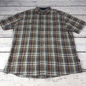Kuhl Born In The Mtn Mens Short Sleeve Button Down Plaid Shirt Size XL‎ Flaw*